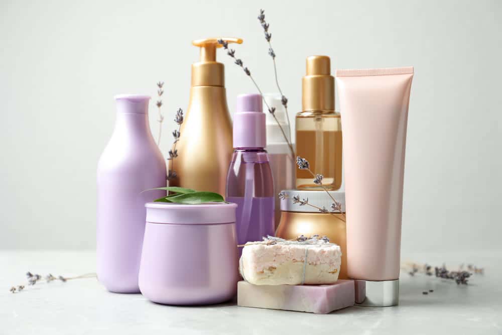 A variety of hair care products that contain vitamin E, known for supporting healthy hair